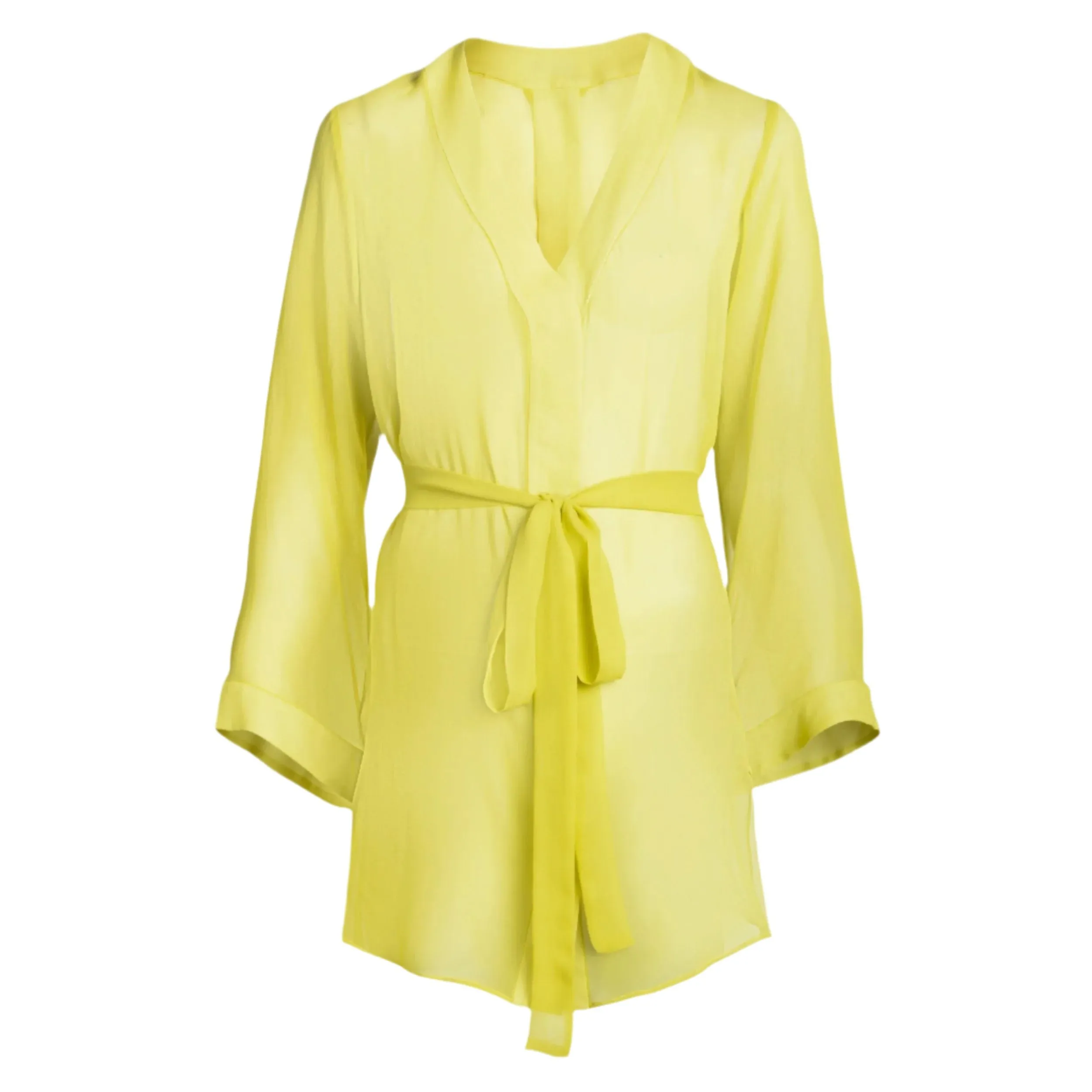 donna silk chiffon shirt dress in chartreuse sold by Je Mérite product image thumbnail 2