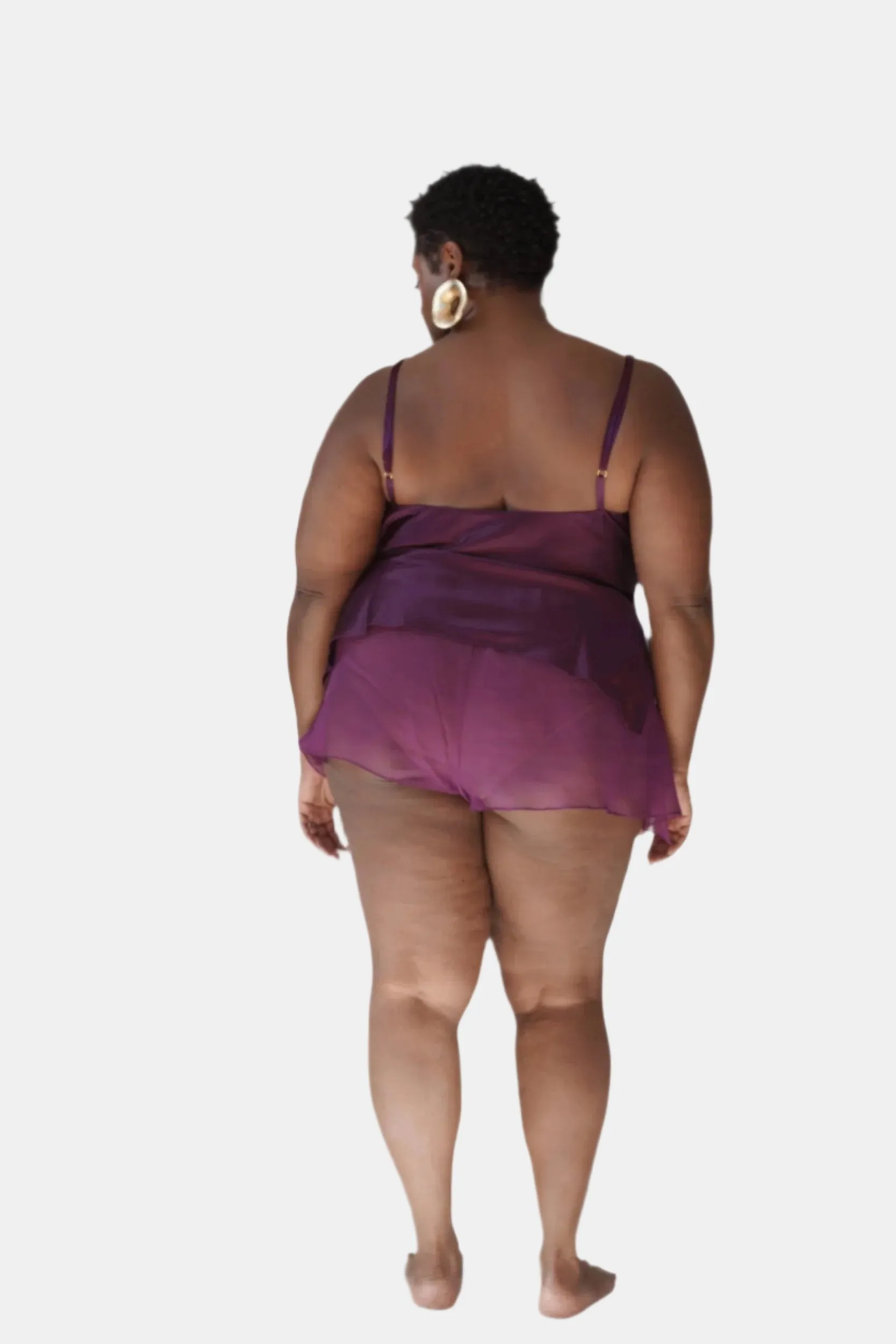 lola silk camisole & donna silk chiffon short in aubergine sold by Je Mérite product image thumbnail 5