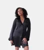 lola silk shirt dress & short in noire sold by Je Mérite