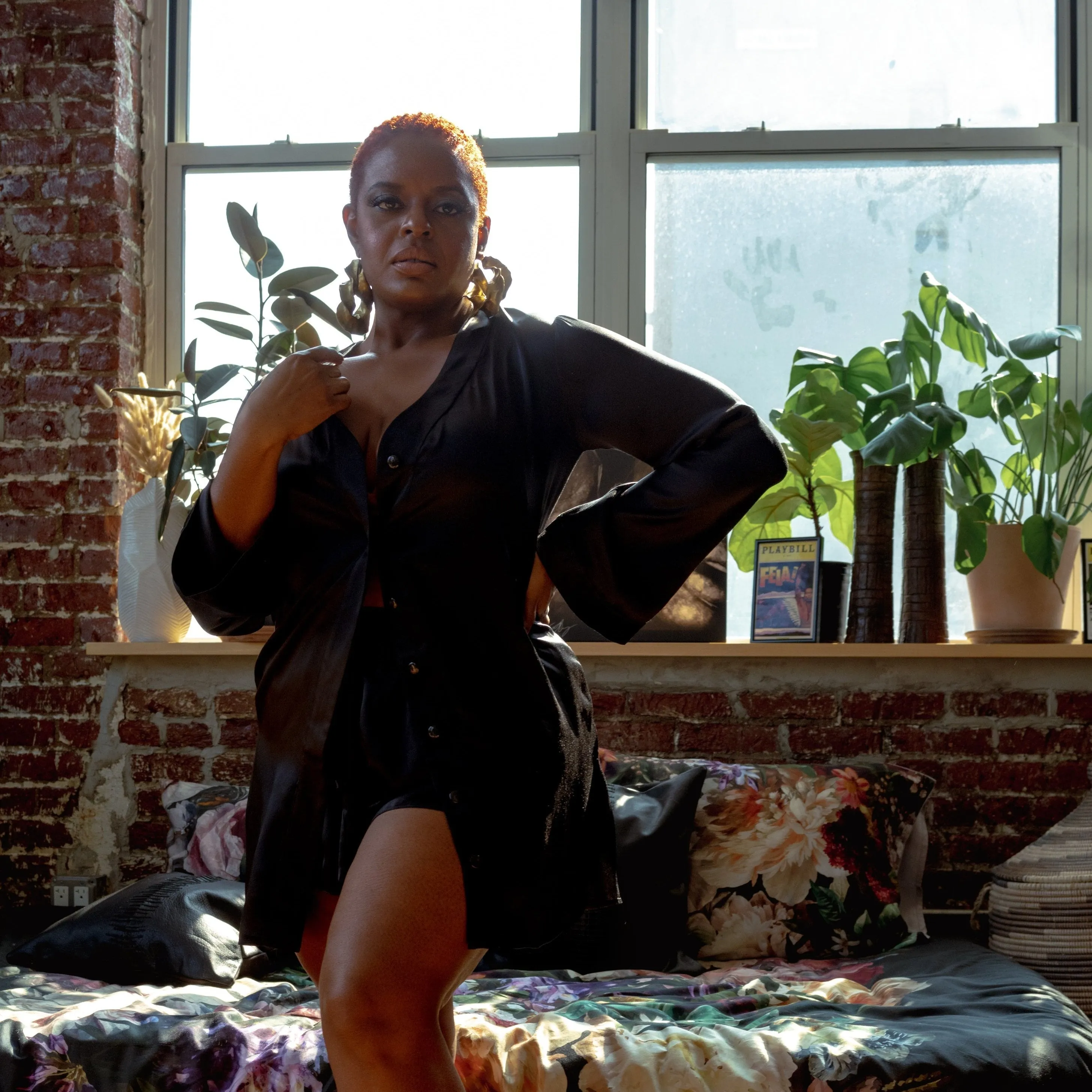 lola silk shirt dress & short in noire sold by Je Mérite