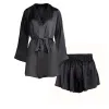 lola silk shirt dress & short in noire sold by Je Mérite