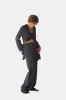 lola silk shirt dress & tuxedo pant in noire sold by Je Mérite