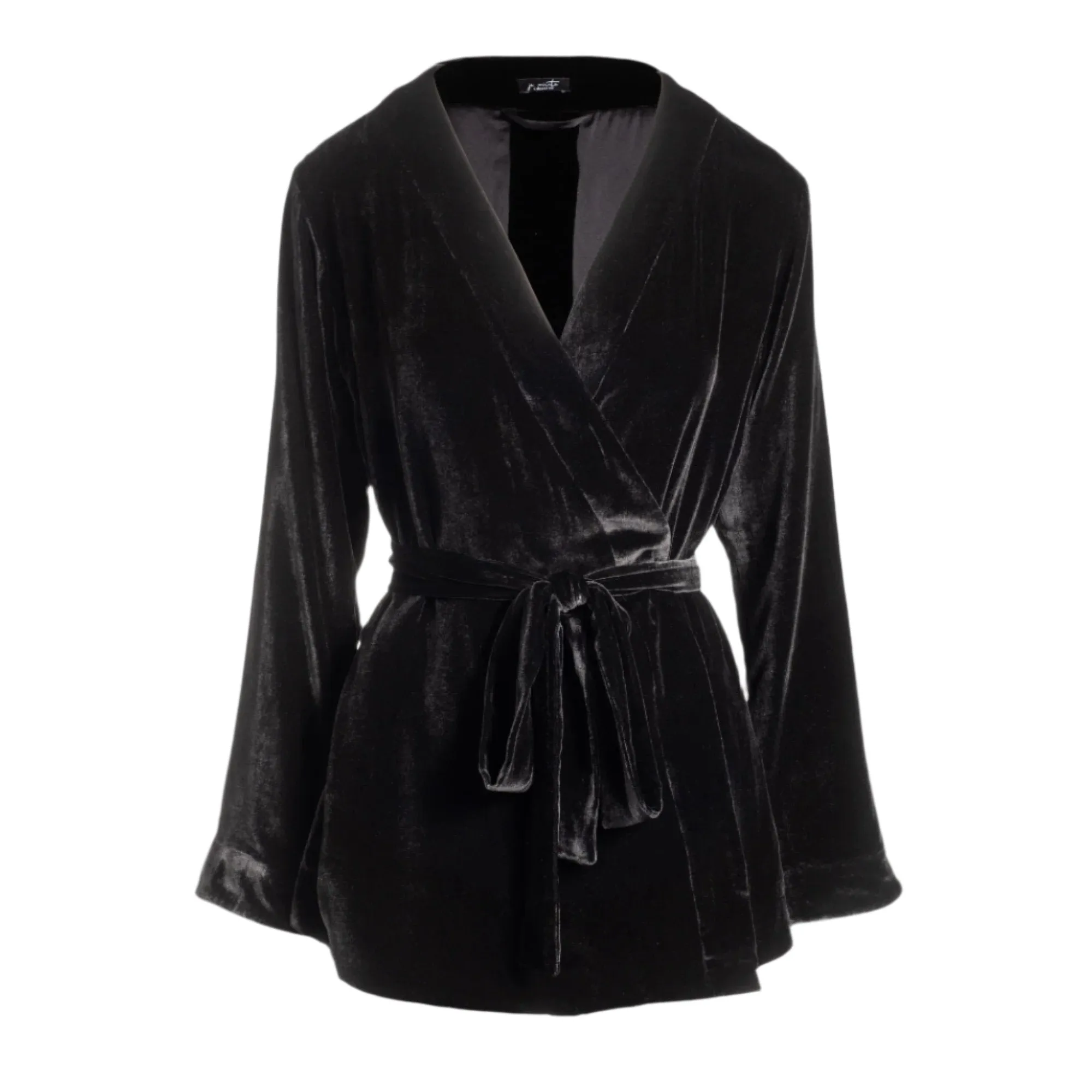 josephine velvet short robe & tuxedo pant in noire sold by Je Mérite product image thumbnail 3