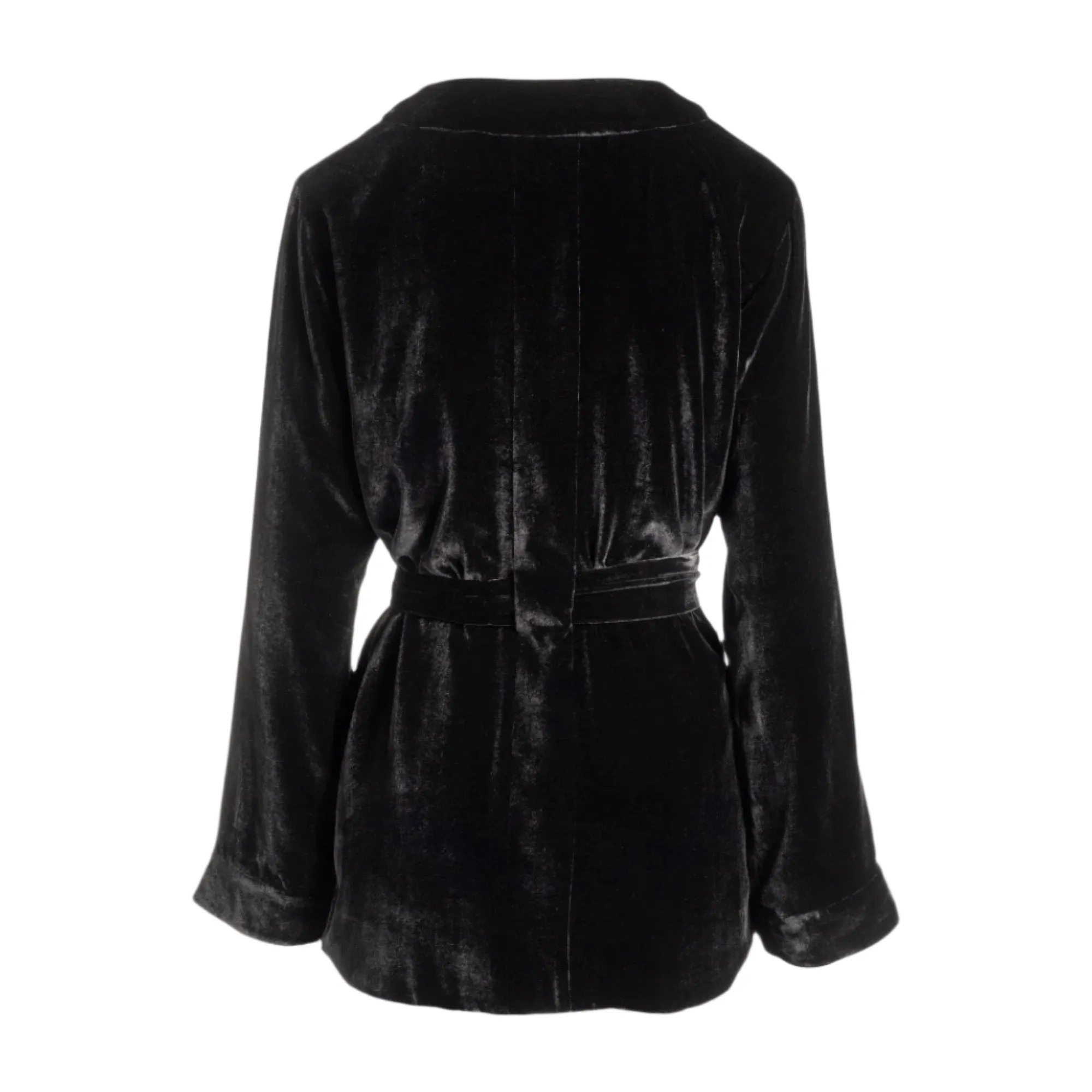 josephine velvet short robe & tuxedo pant in noire sold by Je Mérite product image thumbnail 5