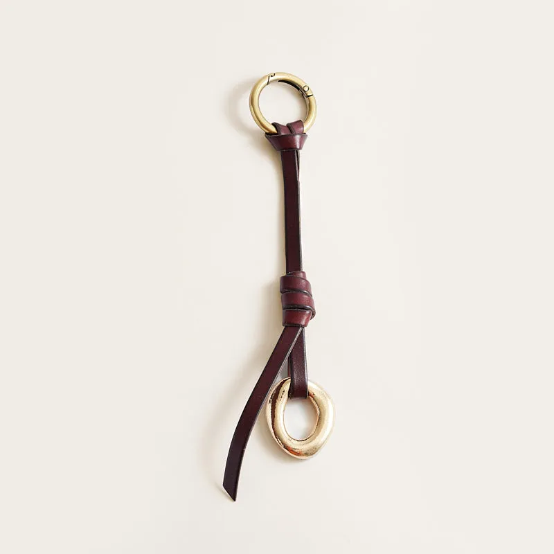 Leather & Pebble Bag Charm - Cognac sold by Parker Thatch