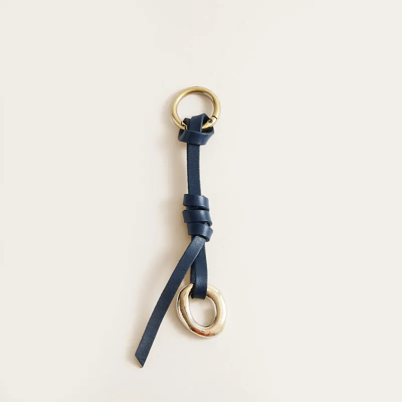 Leather & Pebble Bag Charm - Navy sold by Parker Thatch
