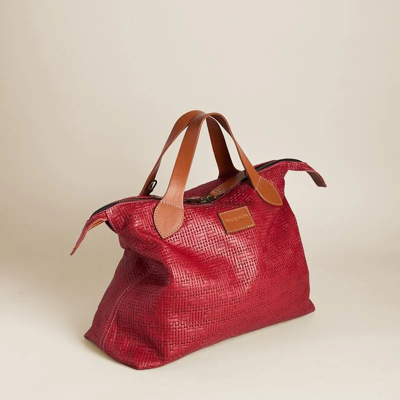 Charlie - Leather Crimson Red Basketweave sold by Parker Thatch product image thumbnail 3