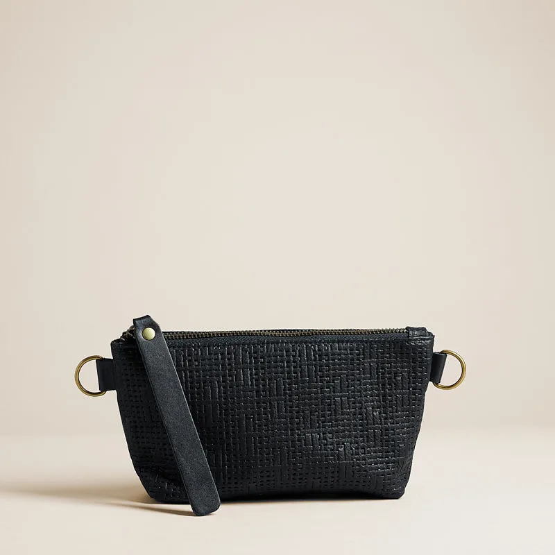 Little Buddy - Leather Black Basketweave sold by Parker Thatch