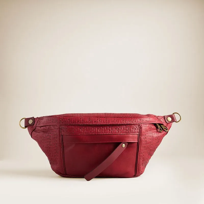 Cross Your Heart Sling - Leather Crimson Red Basketweave sold by Parker Thatch