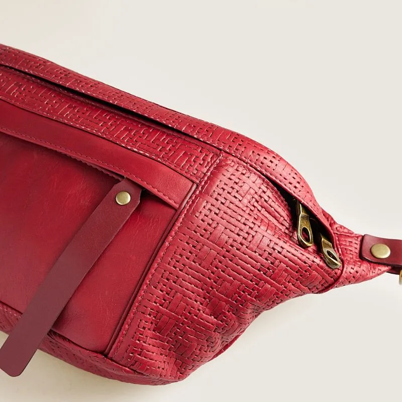 Cross Your Heart Sling - Leather Crimson Red Basketweave sold by Parker Thatch product image thumbnail 3