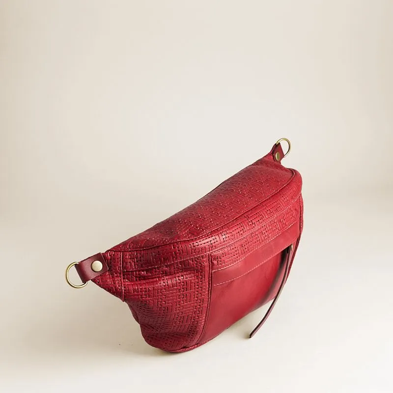 Cross Your Heart Sling - Leather Crimson Red Basketweave sold by Parker Thatch product image thumbnail 2