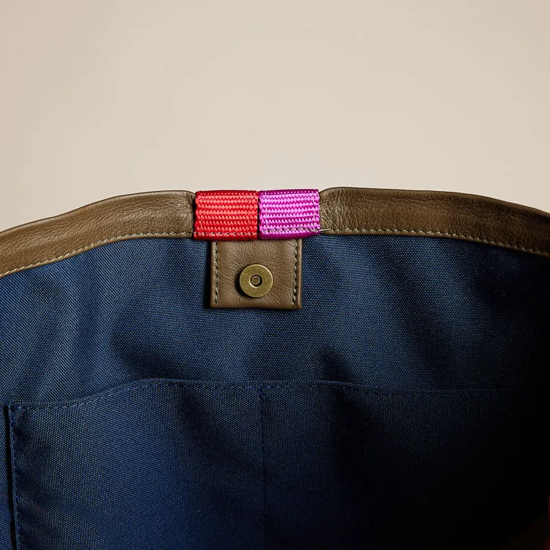 Jane - Leather Olive with Pink & Red Stripe sold by Parker Thatch product image thumbnail 3