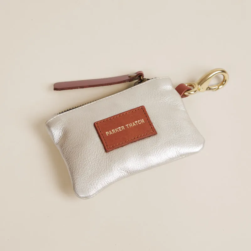 Zip Top Pouch with Keyring - Leather Platinum sold by Parker Thatch product image thumbnail 2