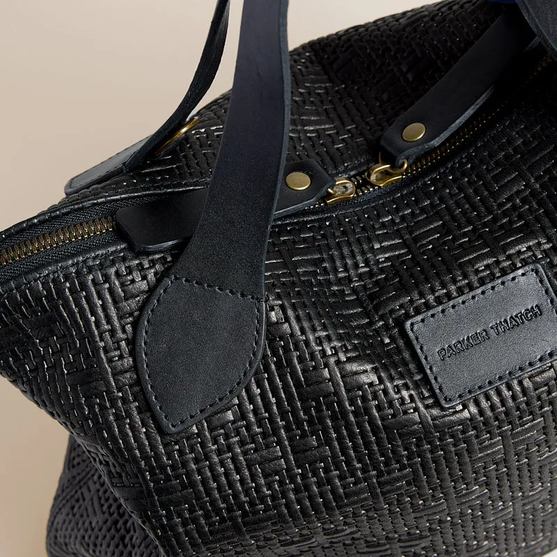 Charlie - Leather Black Basketweave sold by Parker Thatch product image thumbnail 4