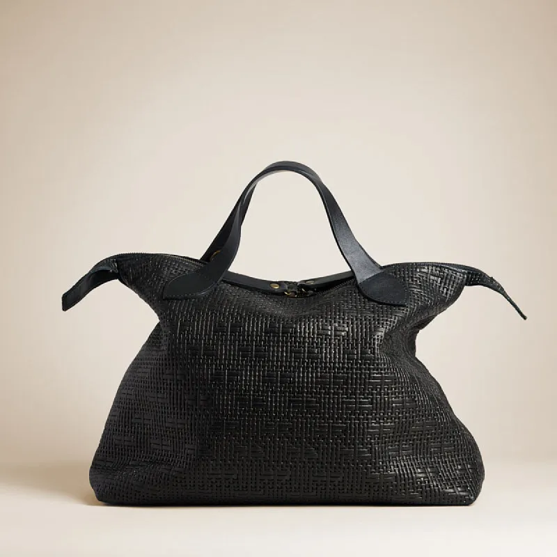 Charlie - Leather Black Basketweave sold by Parker Thatch