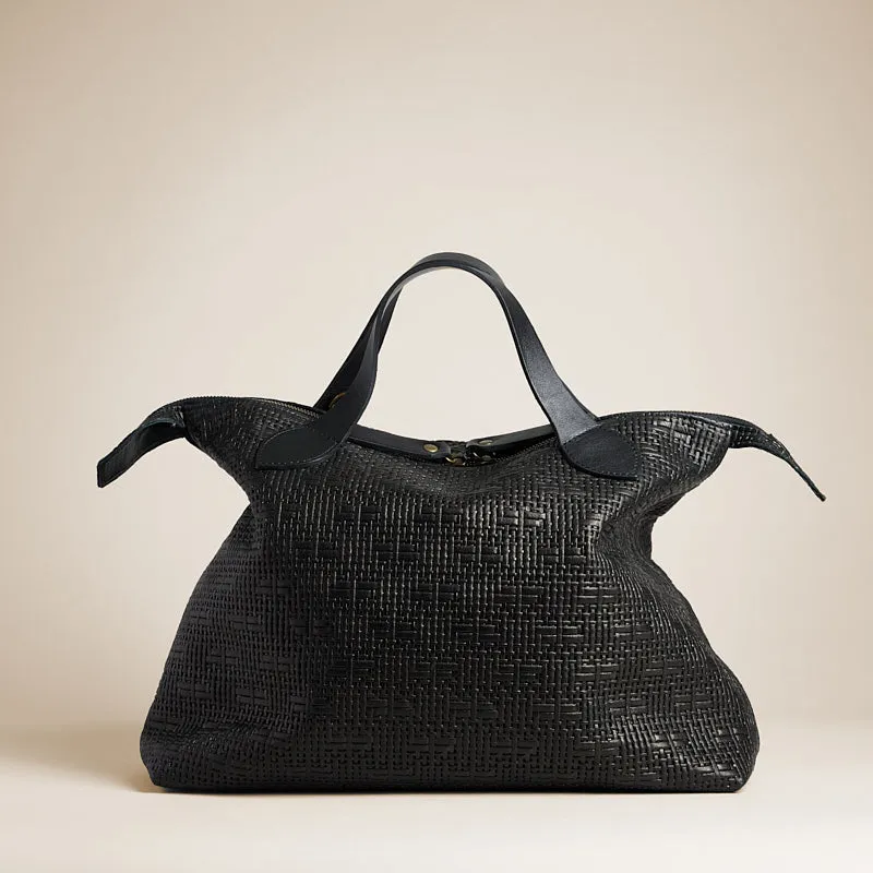 Charlie - Leather Black Basketweave sold by Parker Thatch