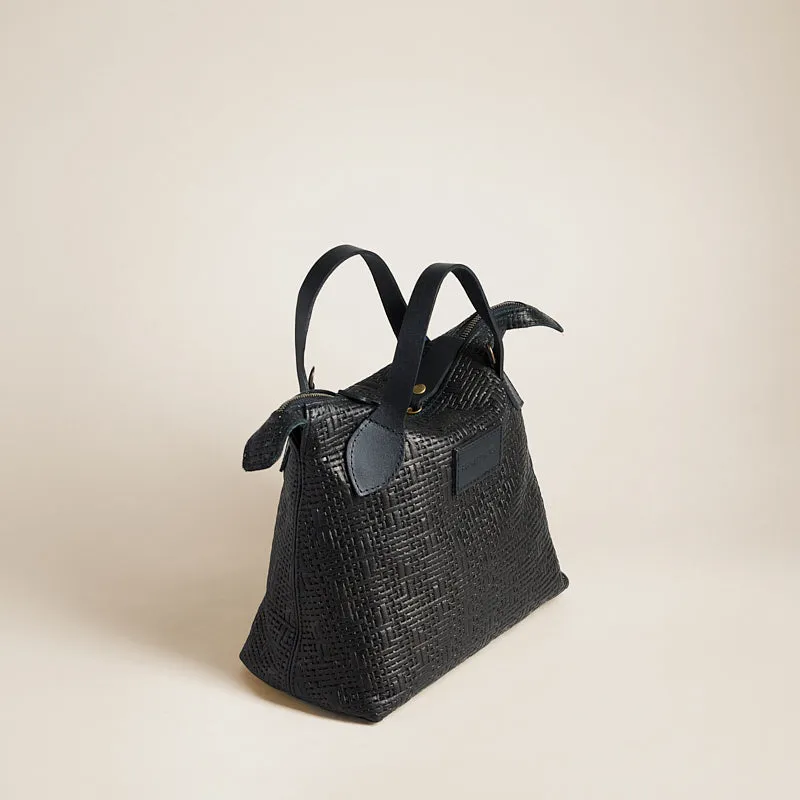 Small Charlie - Leather Black Basketweave sold by Parker Thatch product image thumbnail 2