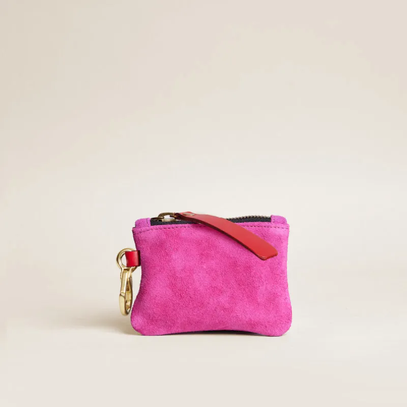 Zip Top Pouch with Keyring - Suede Pink sold by Parker Thatch