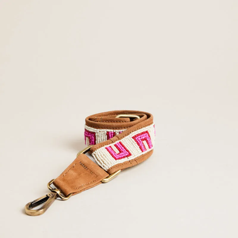 Beaded and Suede Shoulder Strap - U Pattern Natural & Pink sold by Parker Thatch