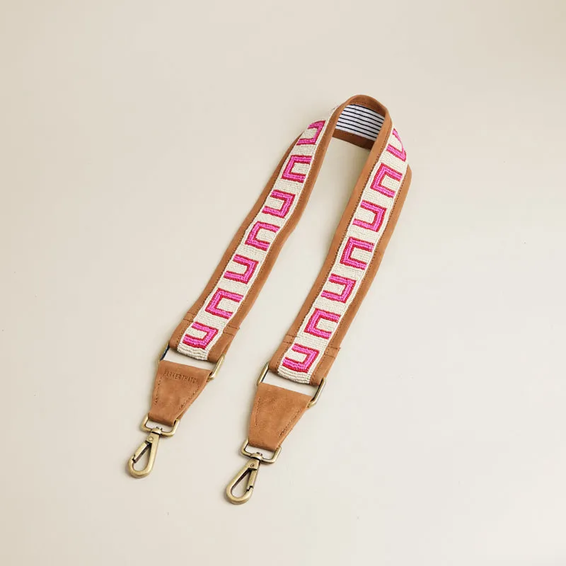 Beaded and Suede Crossbody Strap - U Pattern Natural & Pink sold by Parker Thatch product image thumbnail 2