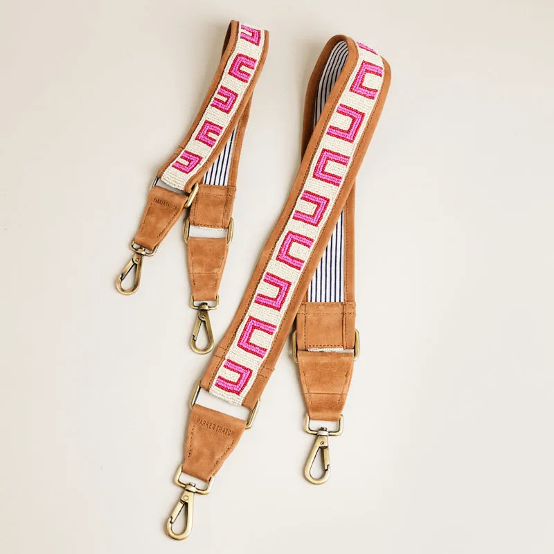 Beaded and Suede Crossbody Strap - U Pattern Natural & Pink sold by Parker Thatch product image thumbnail 3