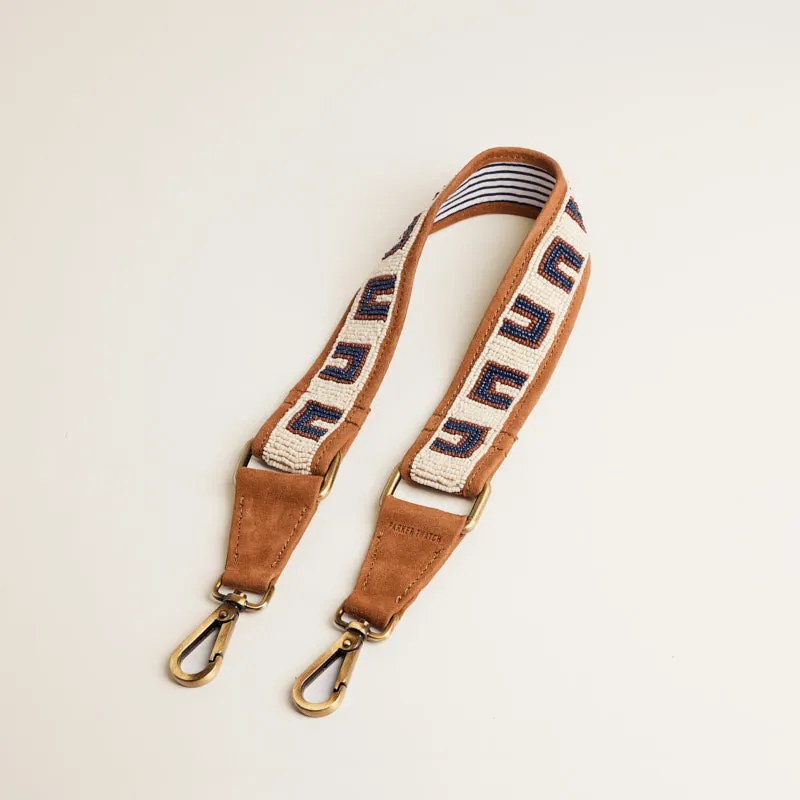 Beaded and Suede Shoulder Strap - U Pattern Natural & Navy sold by Parker Thatch product image thumbnail 2