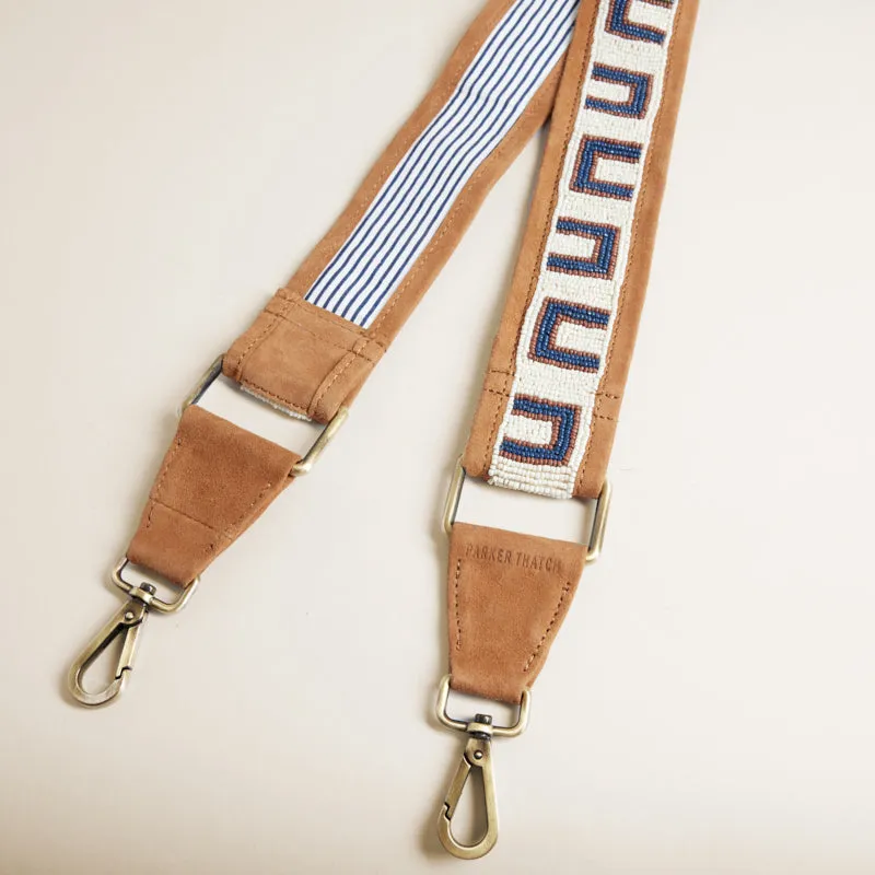Beaded and Suede Crossbody Strap - U Pattern Natural & Navy sold by Parker Thatch product image thumbnail 3