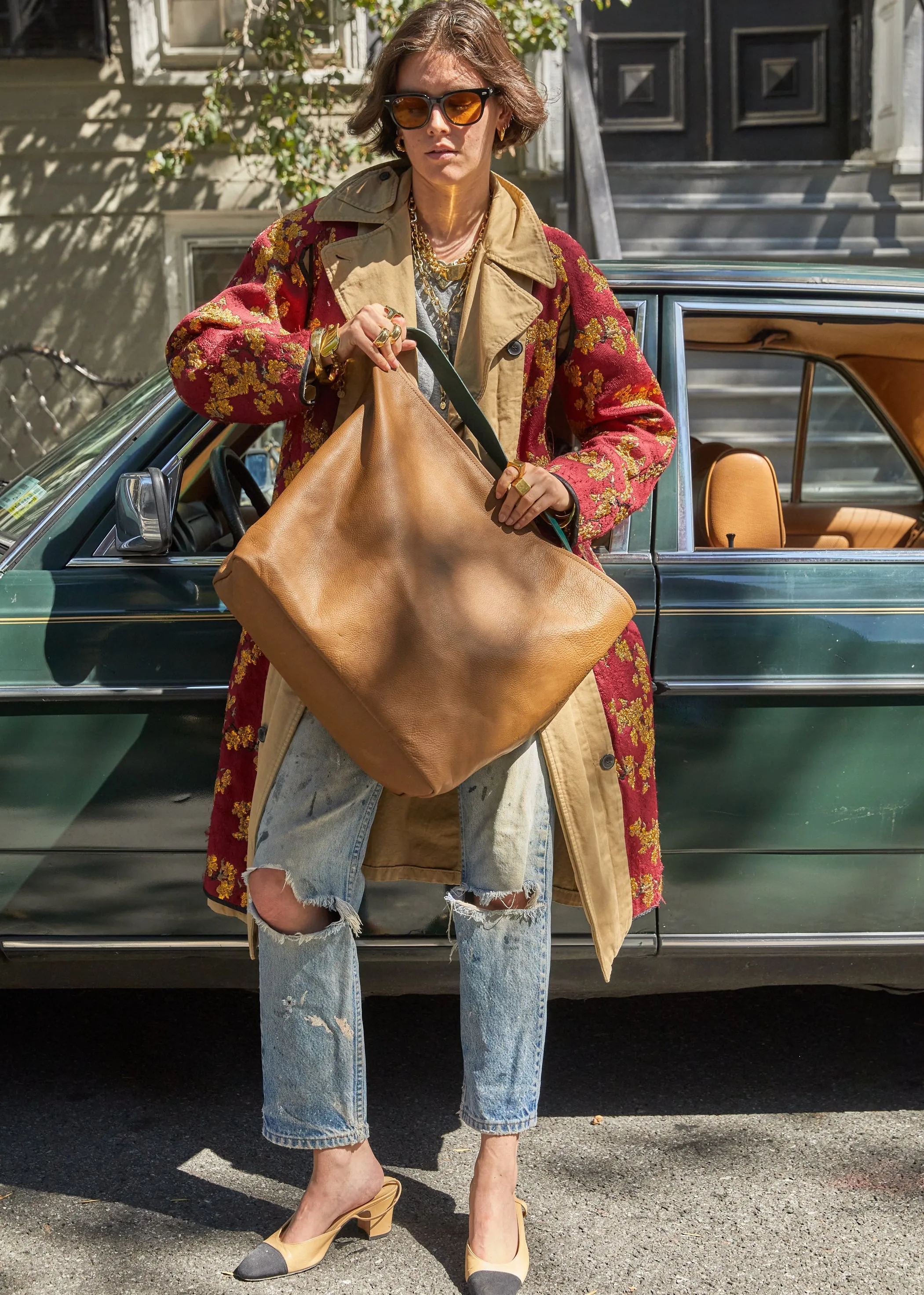 XL Jane - Slouch Bag - Leather Black Basketweave sold by Parker Thatch product image thumbnail 5