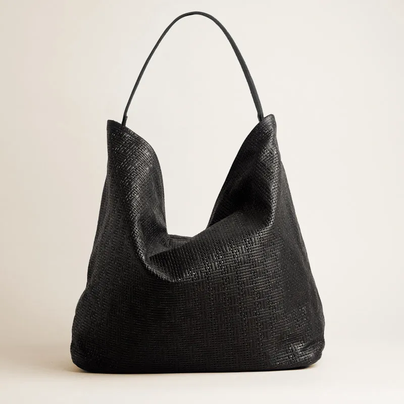 XL Jane - Slouch Bag - Leather Black Basketweave sold by Parker Thatch