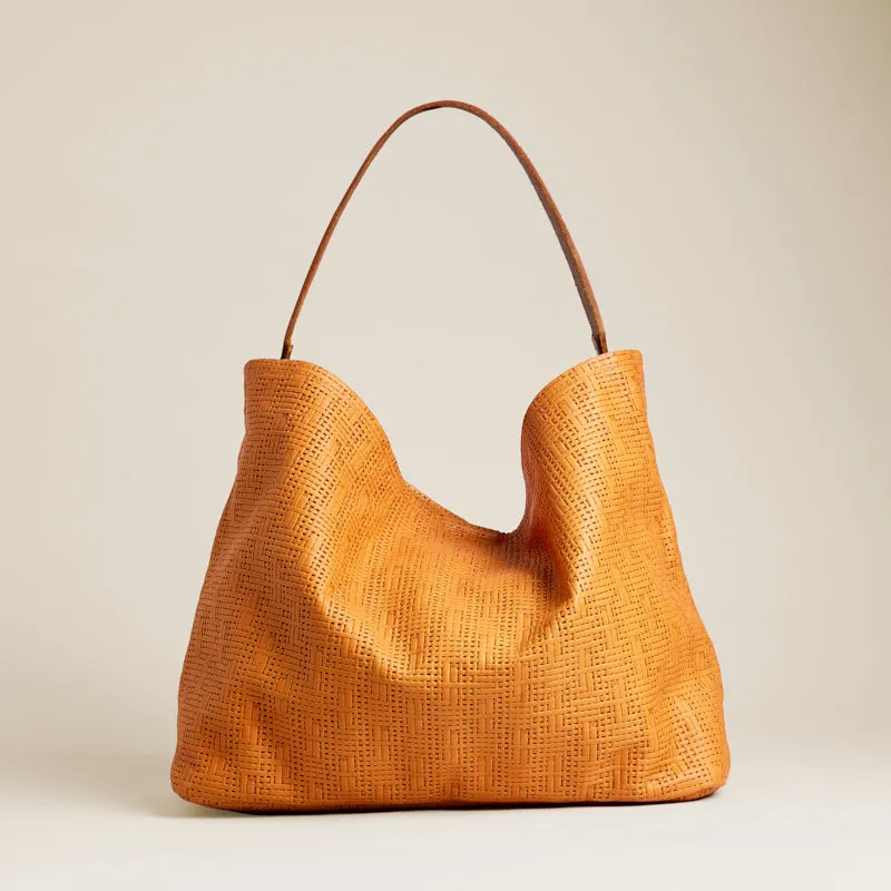 Medium Jane - Slouch Bag - Leather Terracotta Basketweave sold by Parker Thatch