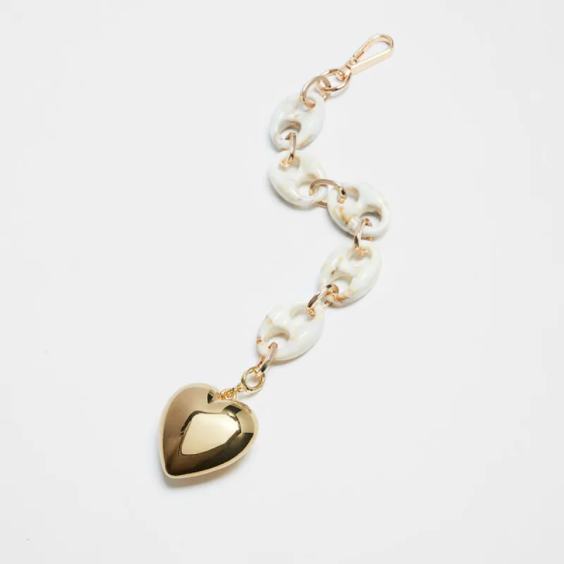 Natural Big Puffy Heart Chain Bag Charm sold by Parker Thatch