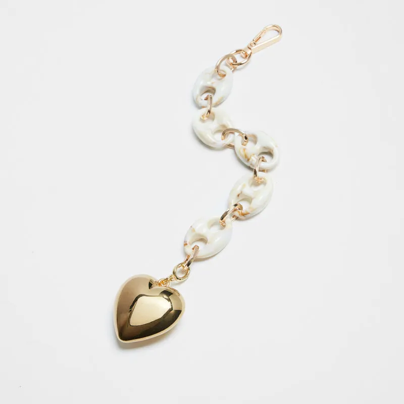 Natural Big Puffy Heart Chain Bag Charm sold by Parker Thatch