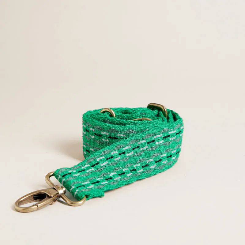 Adjustable Hand-Woven Crossbody Strap - Green Subtle Pattern sold by Parker Thatch