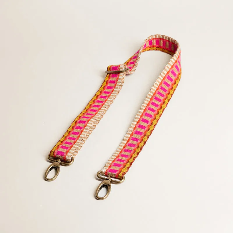 Adjustable Hand-Woven Crossbody Strap - Pink & Tan Pattern sold by Parker Thatch product image thumbnail 3