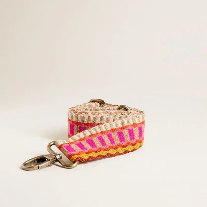 Adjustable Hand-Woven Crossbody Strap - Pink & Tan Pattern sold by Parker Thatch