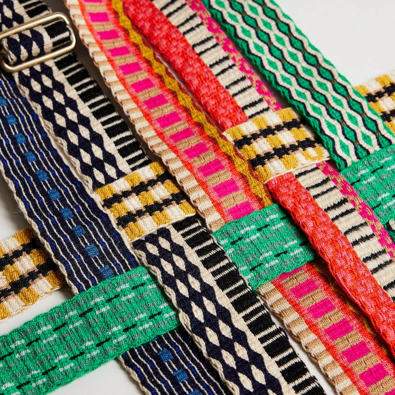 Adjustable Hand-Woven Crossbody Strap - Pink & Tan Pattern sold by Parker Thatch product image thumbnail 5