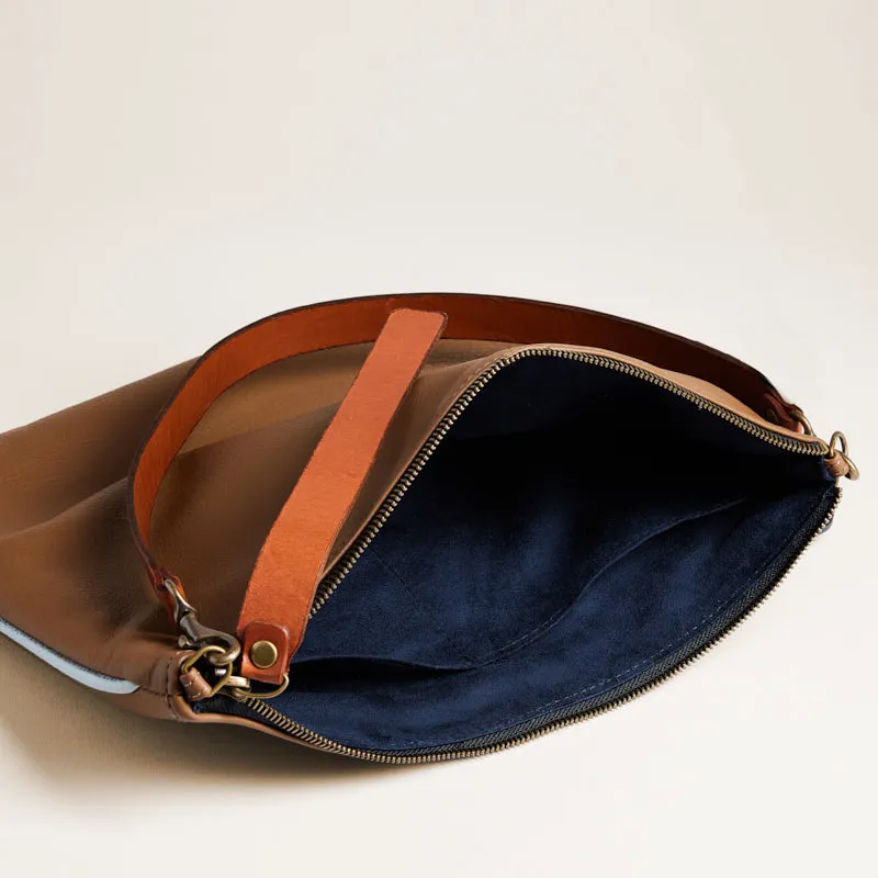 Lee - Leather Luggage with Light Blue Piping sold by Parker Thatch product image thumbnail 3