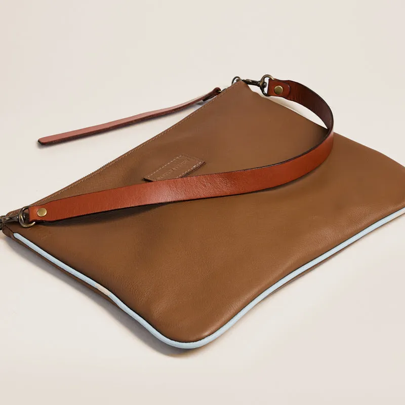 Lee - Leather Luggage with Light Blue Piping sold by Parker Thatch product image thumbnail 5