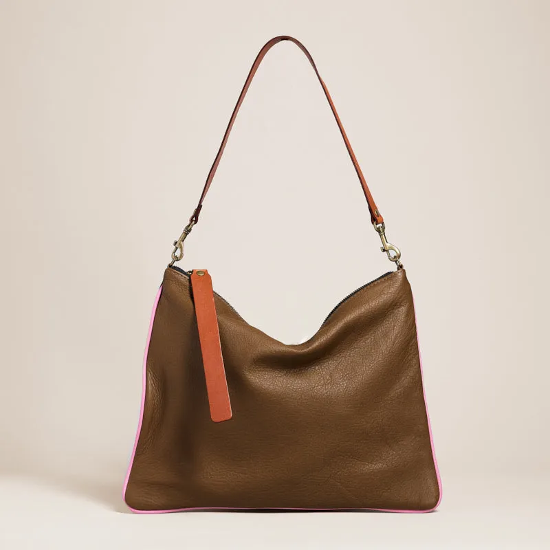 Lee - Leather Olive with Pink Piping sold by Parker Thatch