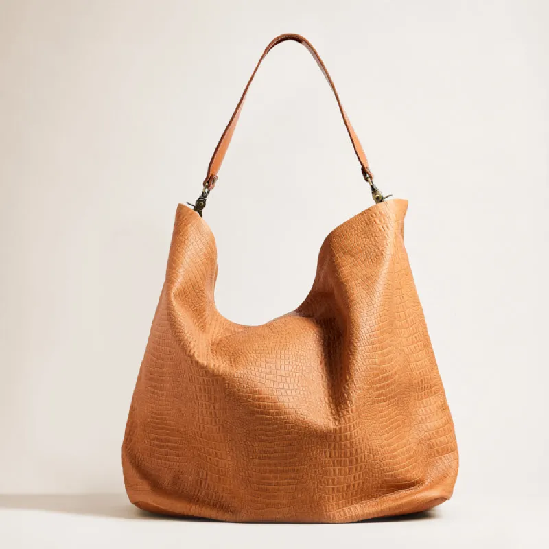 XL Jane - Slouch Bag - Leather Tan Croco sold by Parker Thatch