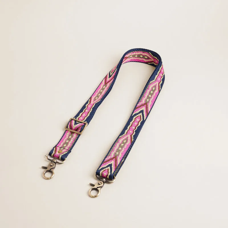 Adjustable Crossbody Strap - Thin - Y Pattern Pink & Navy sold by Parker Thatch product image thumbnail 2