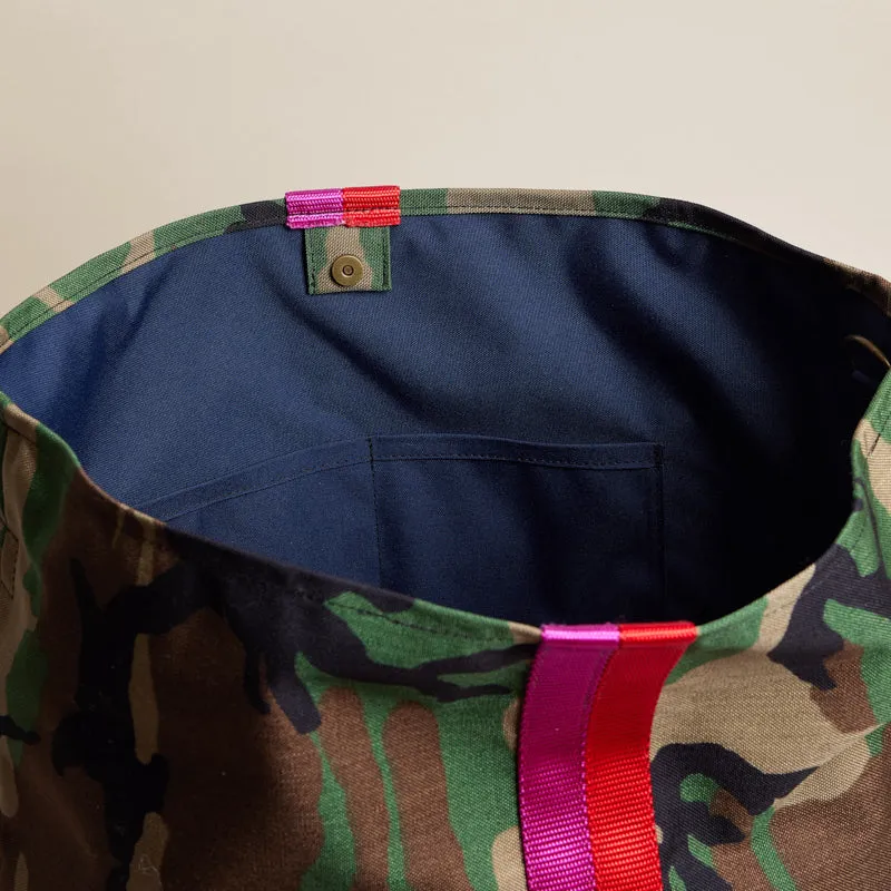Medium Jane - Slouch Bag - Nylon Camo with Pink & Red Stripe sold by Parker Thatch product image thumbnail 3