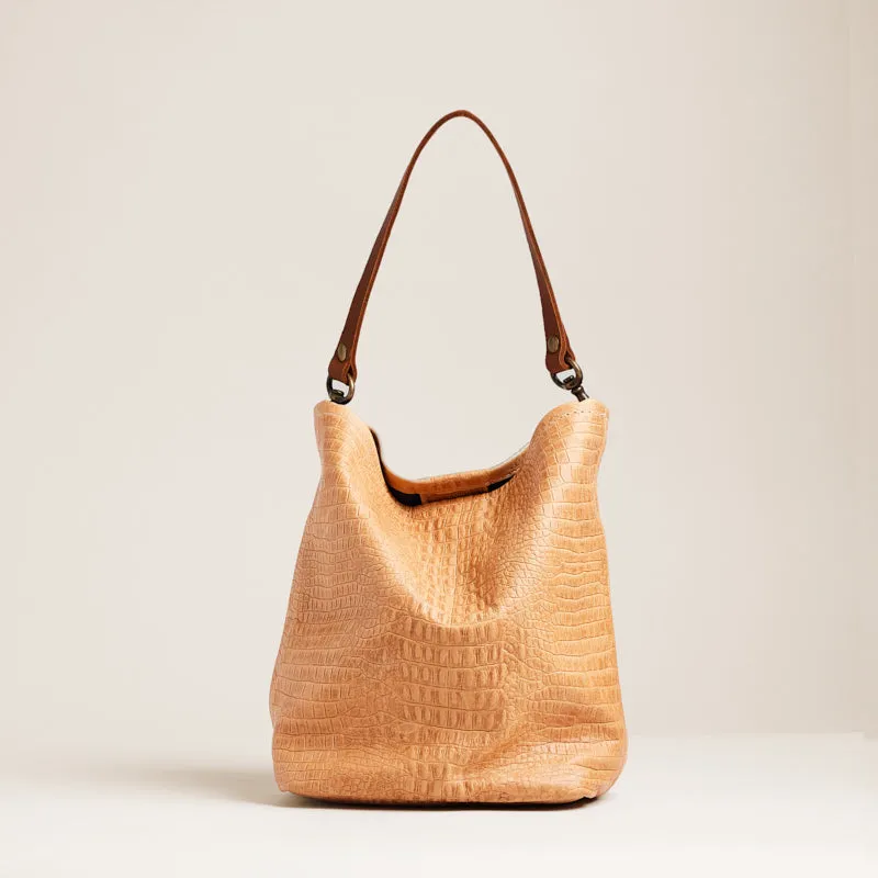 Micro Jane - Slouch Bag - Leather Tan Croco sold by Parker Thatch