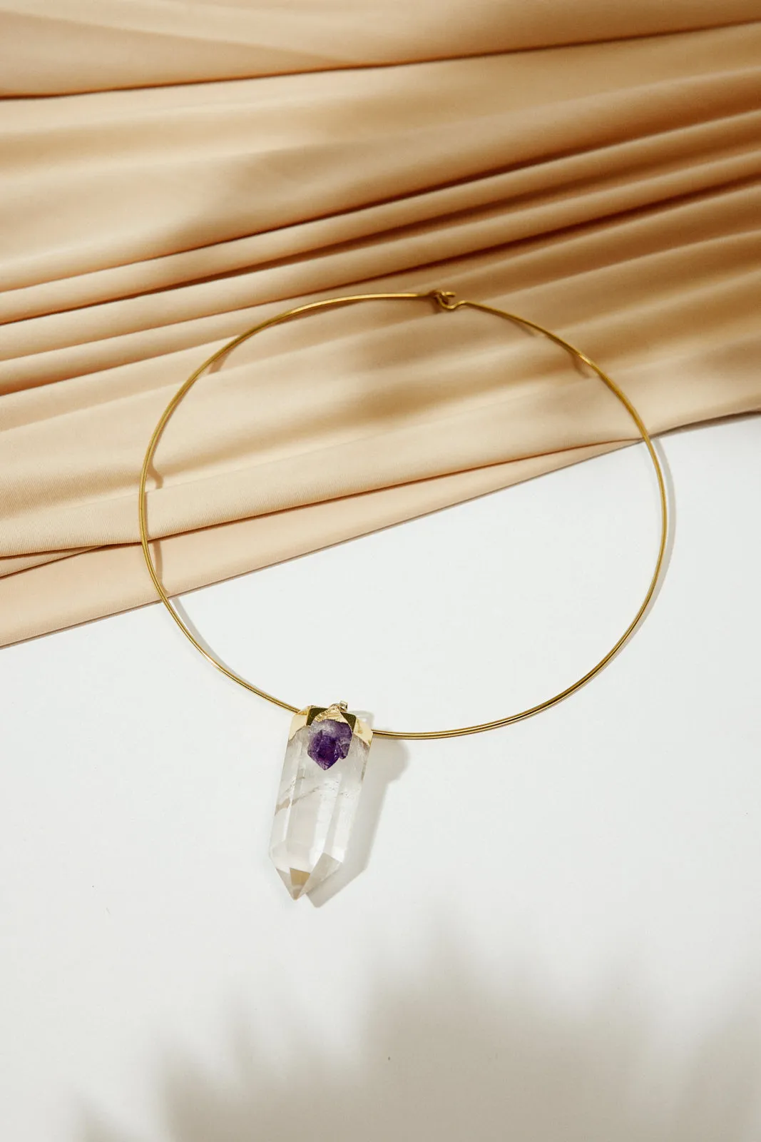Clear Crystal Charm with Amethyst - Aids in Clarity, Manifestation and Relaxation sold by Parker Thatch product image thumbnail 3