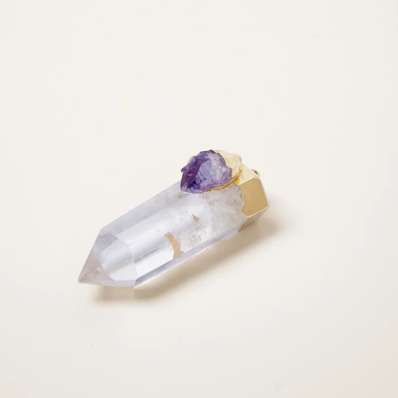 Clear Crystal Charm with Amethyst - Aids in Clarity, Manifestation and Relaxation sold by Parker Thatch product image thumbnail 2