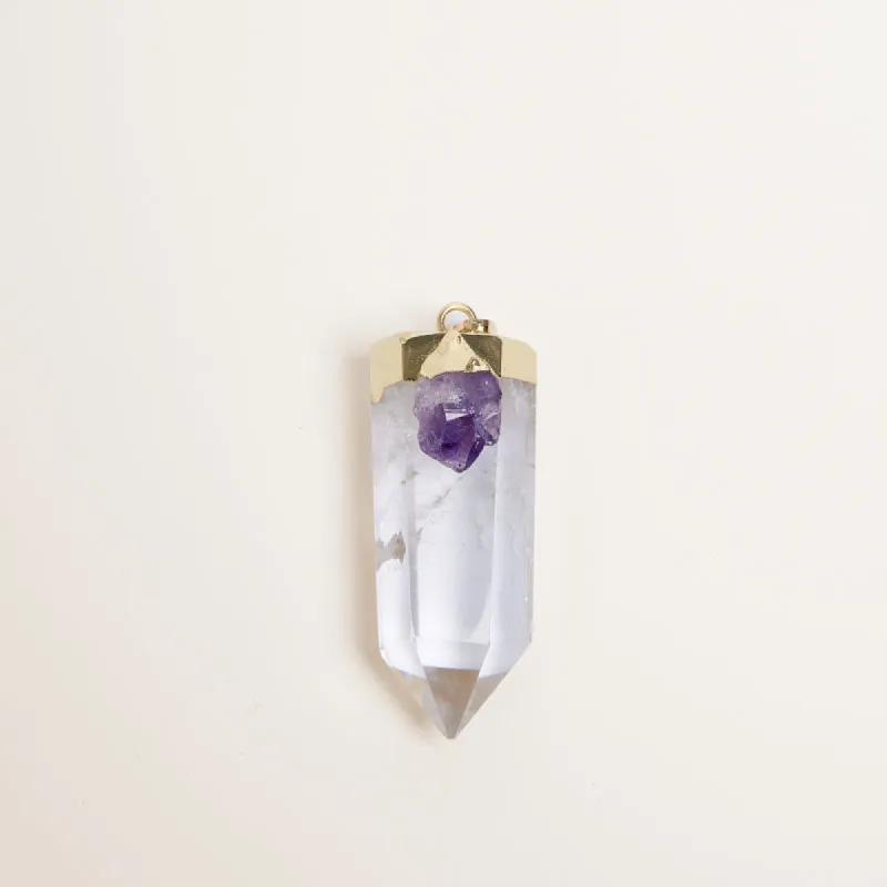 Clear Crystal Charm with Amethyst - Aids in Clarity, Manifestation and Relaxation sold by Parker Thatch