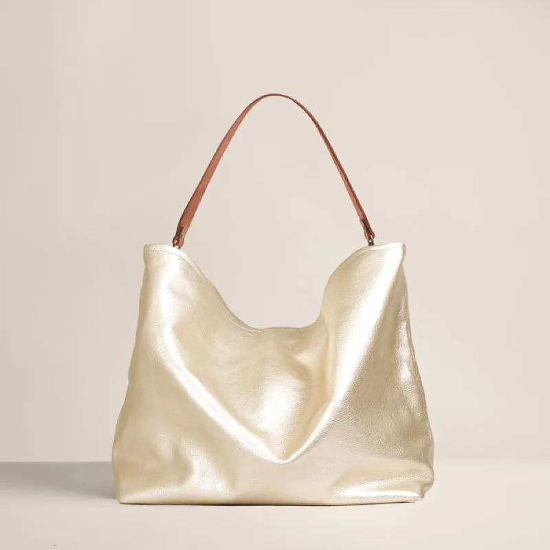 Medium Jane - Slouch Bag - Leather Platinum sold by Parker Thatch