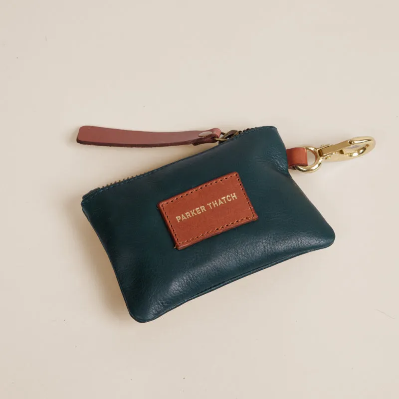 Zip Top Pouch with Keyring - Leather Hunter Green sold by Parker Thatch product image thumbnail 2