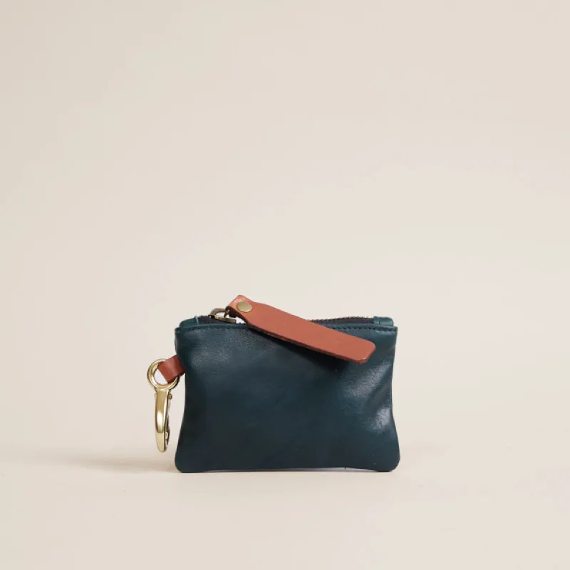 Zip Top Pouch with Keyring - Leather Hunter Green sold by Parker Thatch
