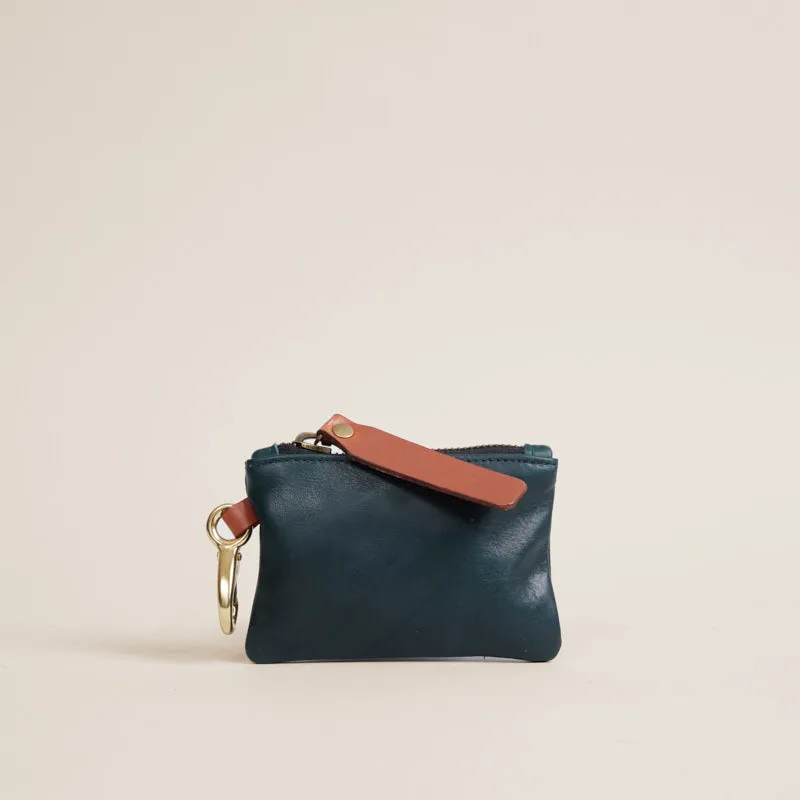Zip Top Pouch with Keyring - Leather Hunter Green sold by Parker Thatch